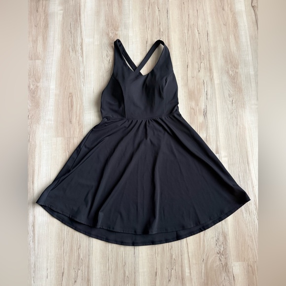 Halara Black Cross open Back Athletic Dress Fit & Flare Activewear XL - Picture 2 of 3